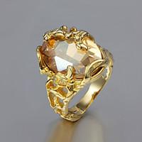 Gift For Girlfriend European Champagne Cubic Zirconia Statement Rings(Gold)(1 Pc)