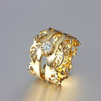 Gift For Girlfriend European Clear Rhinestone Royal Statement Rings(Gold)(1 Pc)