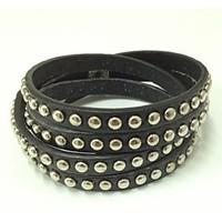 Gift Handmade Punk Bracelet Bling Rhinestone Wrap PU Leather Bracelets Bangle