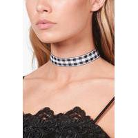 Gingham Check Choker - black