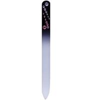 glass black nail file with pink clear crystals