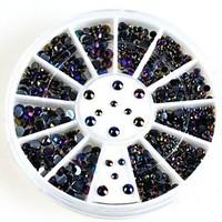 glitter ab black acrylic rhinestones nail art decorations