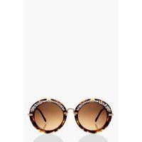 glitter tortoise round sunglasses brown