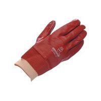 GLOVES - RED PVC KNITWRIST SIZE 6.5 - PACK OF 10 PAIRS