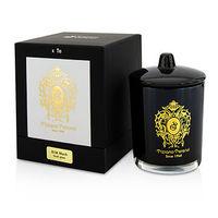 Glass Candle with Gold Decoration & Wooden Wick - XIX March (Black Glass) 170g/6oz