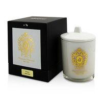 Glass Candle with Gold Decoration & Wooden Wick - Lillipur (White Glass) 170g/6oz