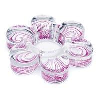 Glass Flower Candle or Tealight Holder - Pink Highlights