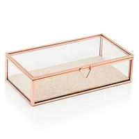 Glass Jewellery Box with Rose Gold Edges