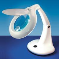 Gloss White Compact Fluorescent Magnifier Table Lamp