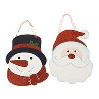 Glitter Finish Santa & Snowman Hanging Plaques