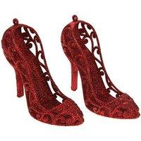Glitter Hanging Shoe Tree Decoration Pack Of 2 - Red
