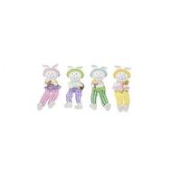 Glittered Resign Rabbits With Long Striped Legs - 4 Assorted Designs.