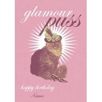 glamour puss personalised birthday card