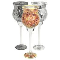 Glass Mosaic Large Candle Holder In Black Only