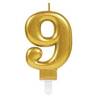 glitter birthday candle number 9 gold