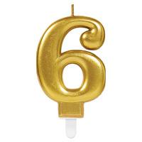 Glitter Birthday Candle Number 6 Gold