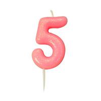 Glitter Birthday Candle Number 5 Light Pink