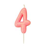 Glitter Birthday Candle Number 4 Light Pink