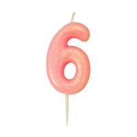 Glitter Birthday Candle Number 6 Light Pink