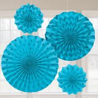 glitter paper fans turquoise