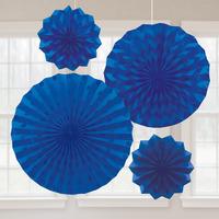 Glitter Paper Fans Royal Blue