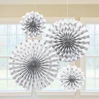 Glitter Paper Fans White