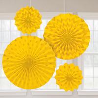 glitter paper fans yellow