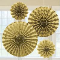 Glitter Paper Fans Gold