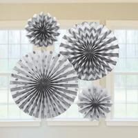 Glitter Paper Fans Silver