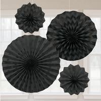 Glitter Paper Fans Black