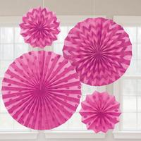 glitter paper fans bright pink