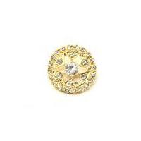 Glass Crystal Diamante Buttons 28mm Gold