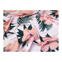 Glossy Large Floral Print Stretch Jersey Dress Fabric Pink