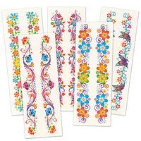glitter flower wrist tattoos per 6 packs