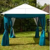 glendale 3 x 3 square polycarbonate white gazebo with petrol blue curt ...