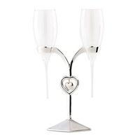 glass flutes with silver stand wedding champagne glasses