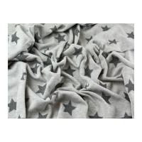 glitter stars print soft sweatshirt dress fabric grey on grey