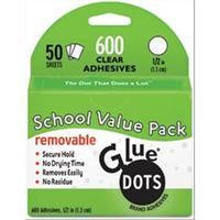 Glue Dots 1/2 Removable Dot Sheets School Value Pack-600 Clear Dots 243991