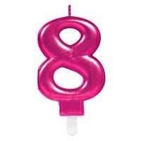 Glitter Birthday Candle Number 8 Pink