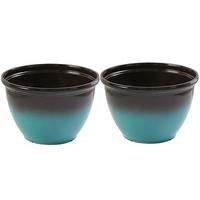 Glaze-Effect Plastic Planters, Set of 2