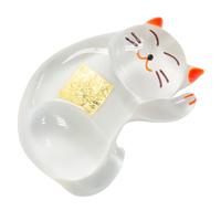 Glass Chopstick Rest - Cat with Gold Leaf