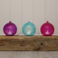 Glass Hanging Bauble Tealight Holders (Set of 12) in Pastel Colours by Gardman