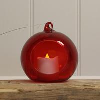Glass Hanging Bauble Tealight Holder in Red by Gardman