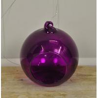 Glass Hanging Bauble Tealight Holder in Purple by Gardman