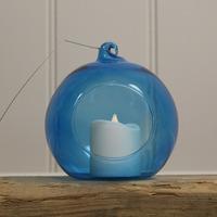 Glass Hanging Bauble Tealight Holder in Blue by Gradman
