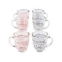 Glass Coffee Mugs Set of 6