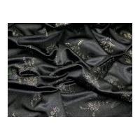 Glitter Floral Print Stretch Jersey Dress Fabric Black & Silver