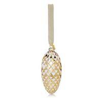Glitter Decorated White & Gold Cone Shaped Tree Decoration