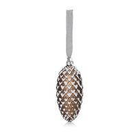 Glitter Decorated Grey & White Cone Shaped Tree Decoration