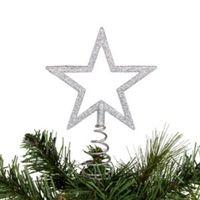 Glitter Silver Cut Out Star Tree Topper